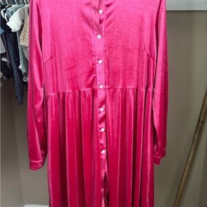 Vibrant Pink Button-Up Dress